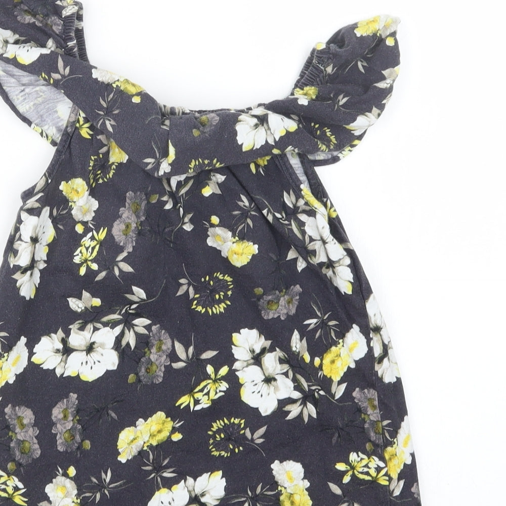 NEXT Girls Black Floral Basic T-Shirt Size 7 Years