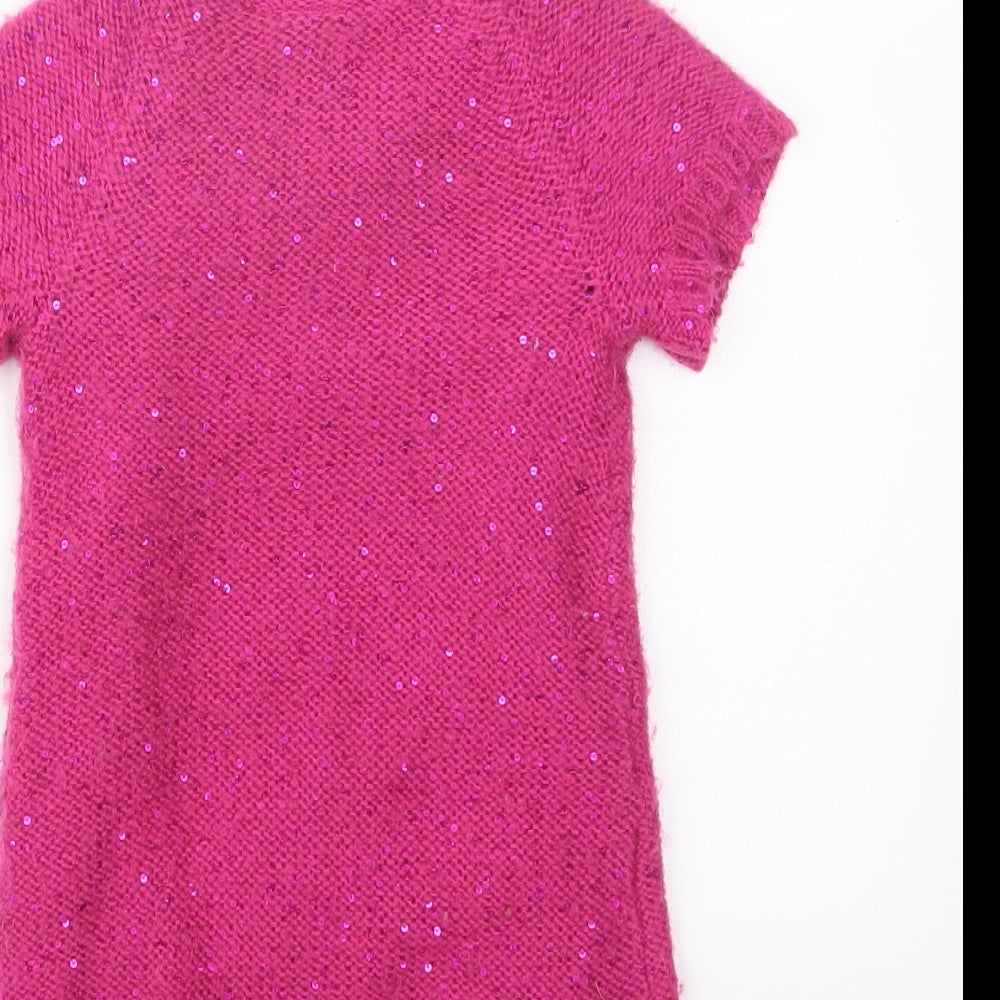John Lewis Girls Pink Knit Pullover Jumper Size 2 Years - Long