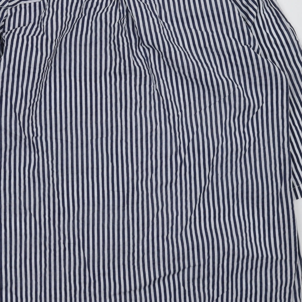 Lacon Bleu Womens Blue Striped Basic Button-Up Size XL