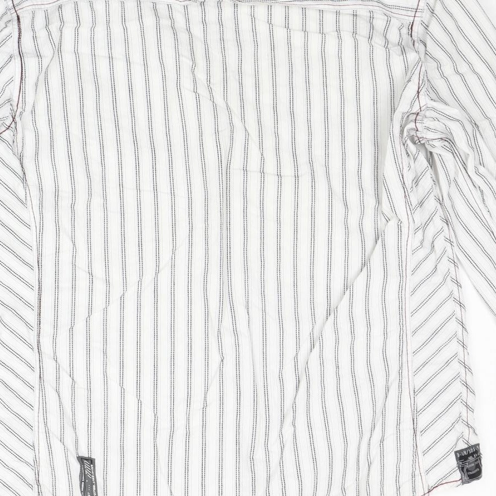 NEXT Mens White Striped Button-Up Size M