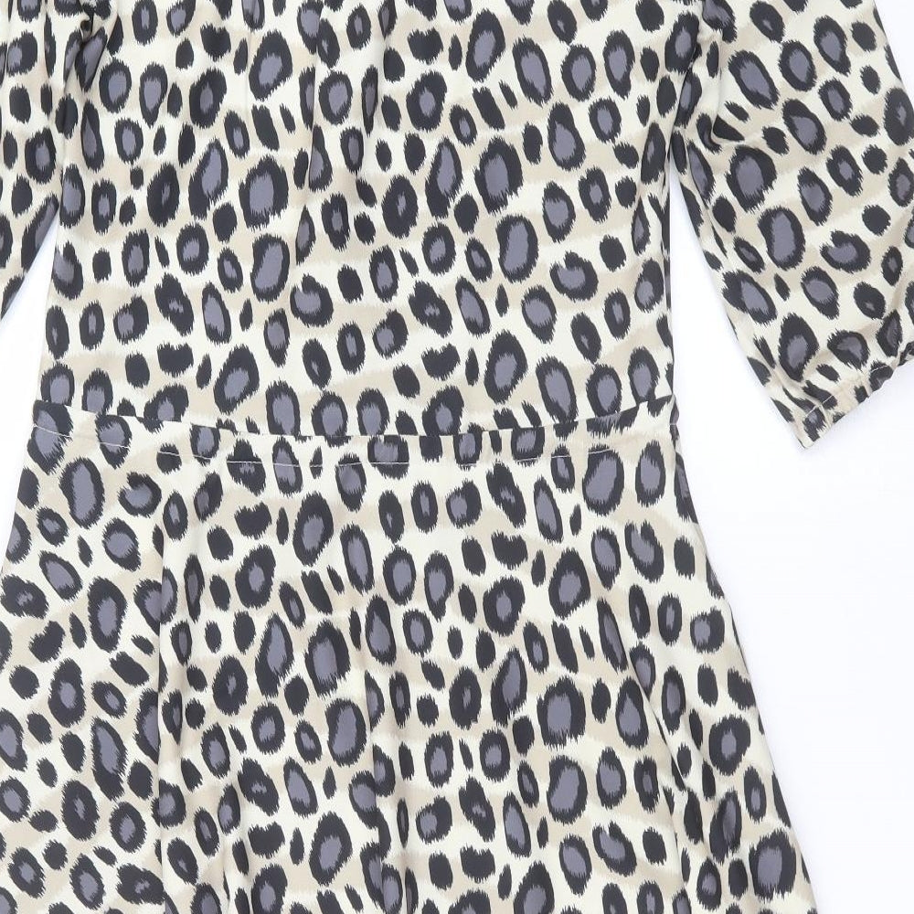 Lanti Womens Beige Animal Print Fit & Flare Size 6