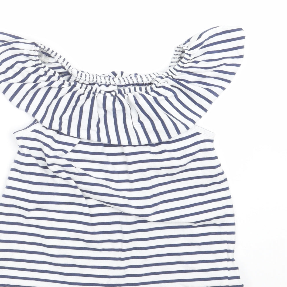 NEXT Girls White Striped Basic T-Shirt Size 4 Years