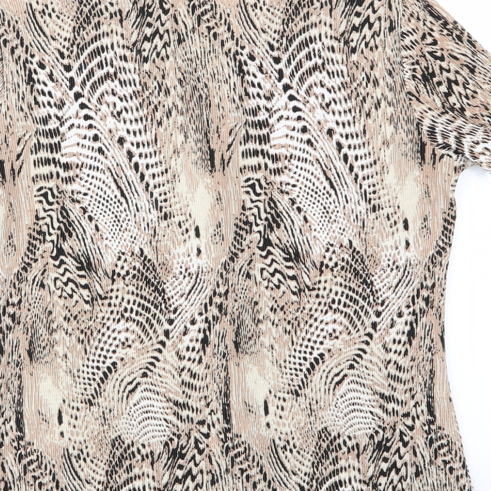 Damart Womens Brown Animal Print Basic Button-Up Size 14