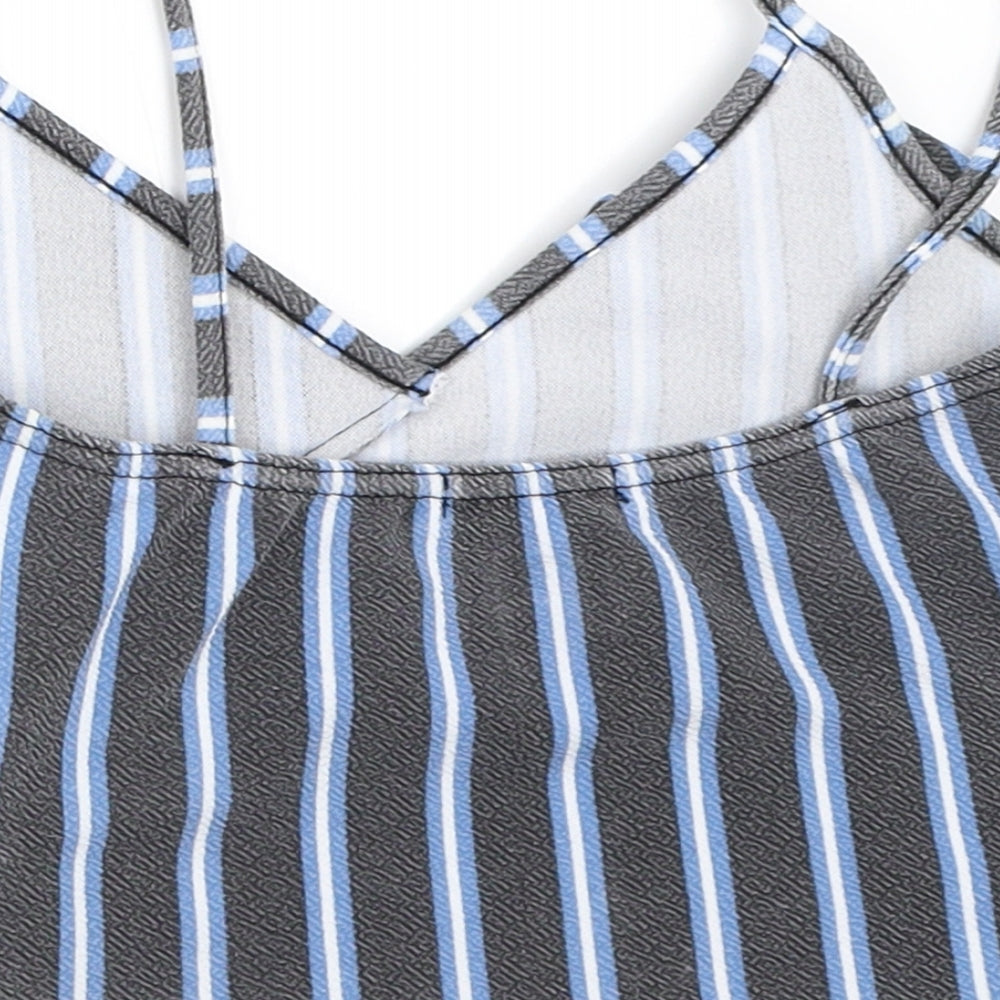 Boohoo Womens Grey Striped Camisole Tank Size 6