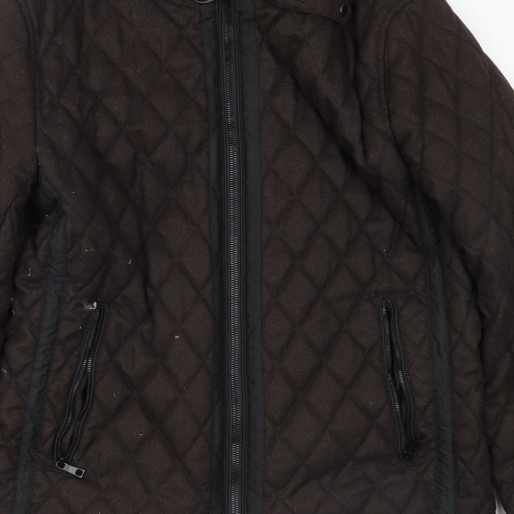 IQ Womens Blue Overcoat Coat Size L