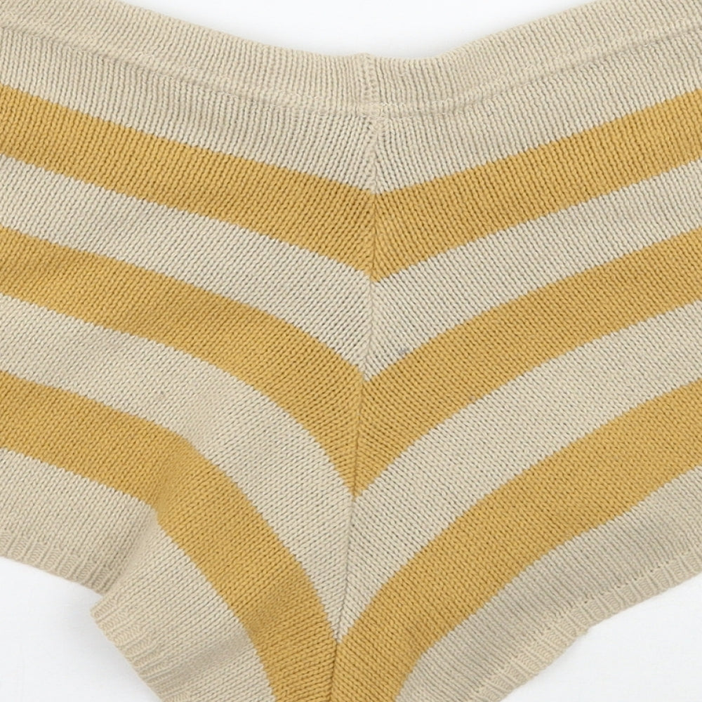 Nasty Gal Womens Beige Striped Bermuda Shorts Size S