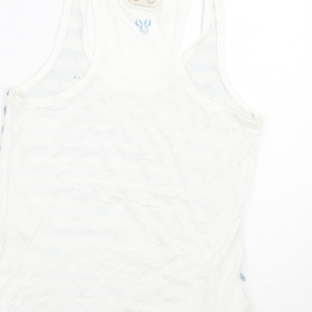 Mango Womens White Striped Basic Tank Size L
