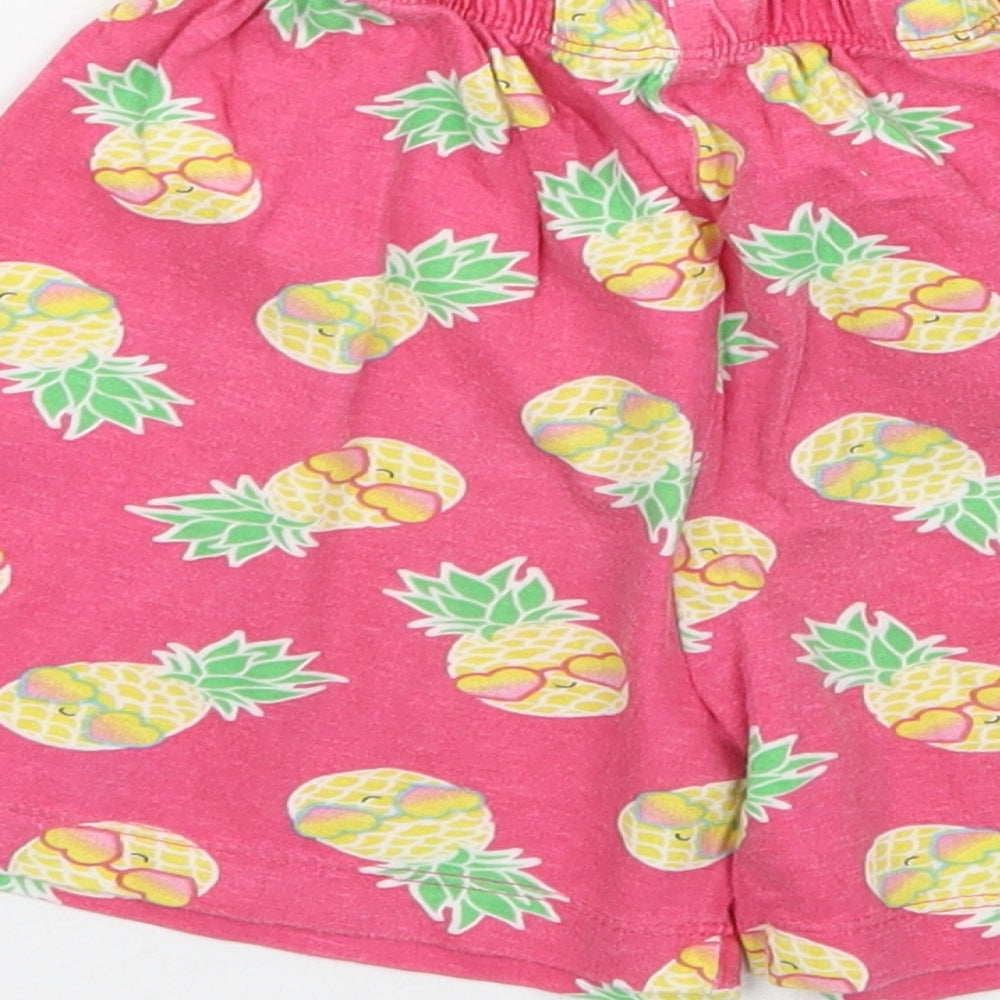 Kids Girls Pink Geometric Sweat Shorts Size 5-6 Years
