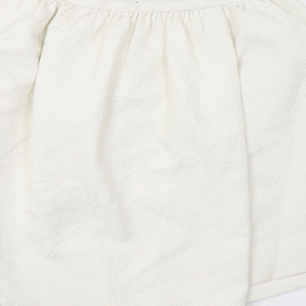 Topshop Womens Ivory Floral A-Line Skirt Size 14