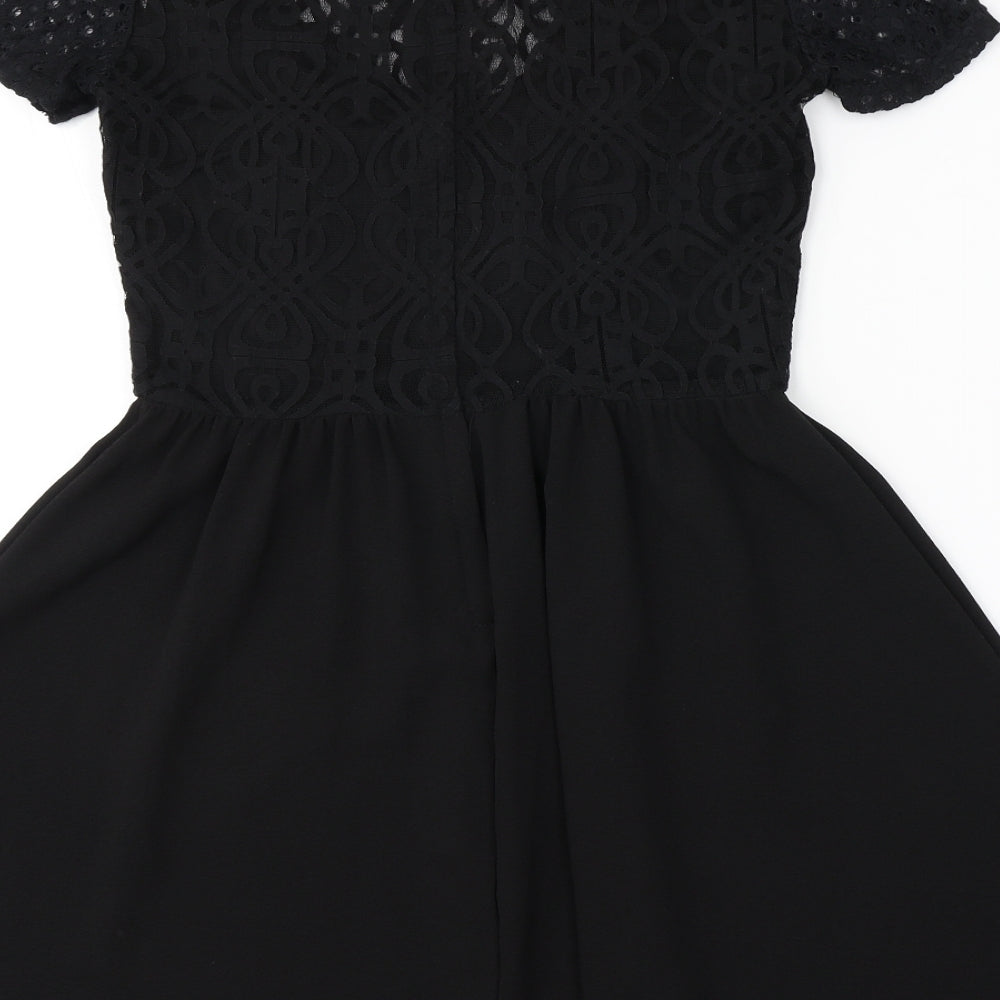 H&M Womens Black Argyle/Diamond A-Line Size 8