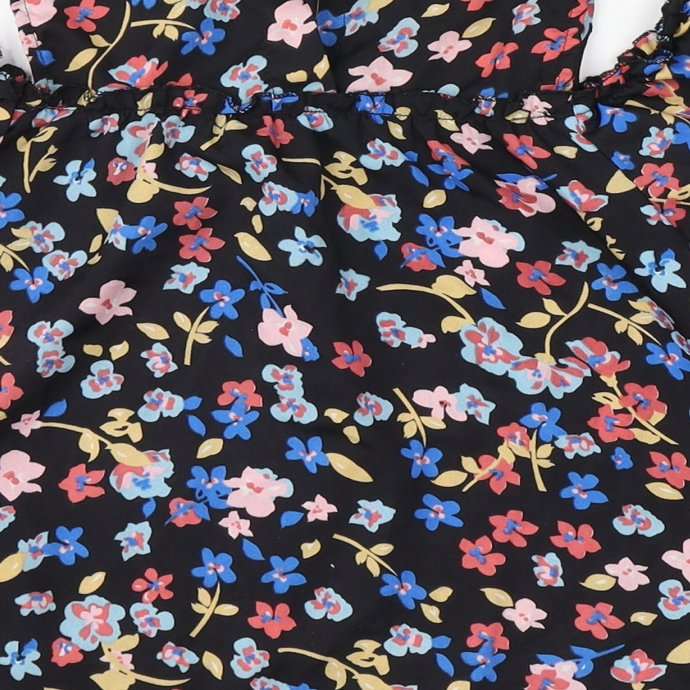 Preworn Girls Black Fair Isle Basic Blouse Size 10-11 Years