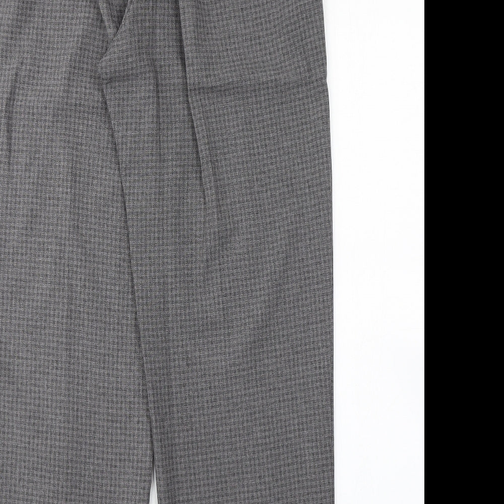 Bonmarché Womens Grey Check Trousers Size 14 L27 in