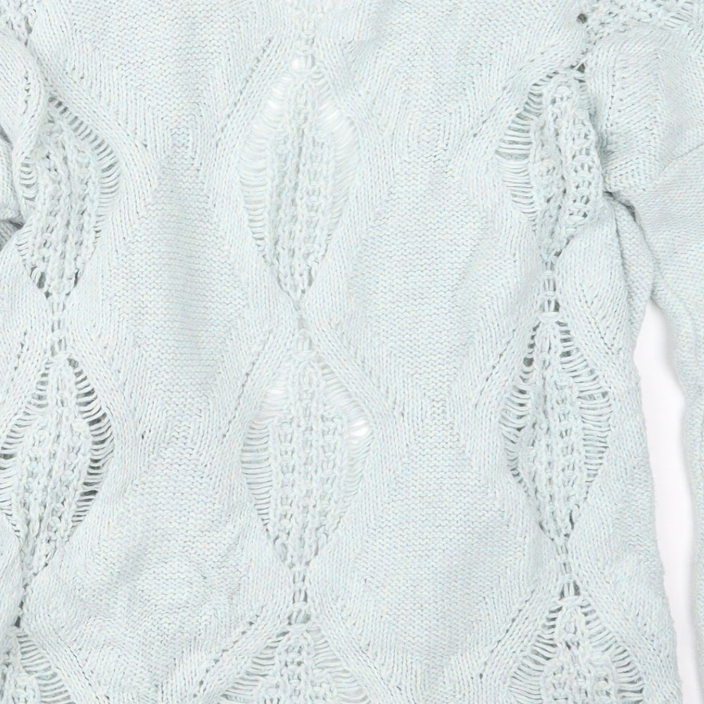 Warehouse Womens Blue Knit Cardigan Jumper Size 8