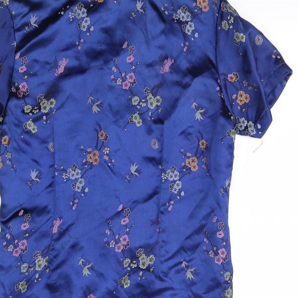 Double peach Womens Blue Floral Jacket Size S