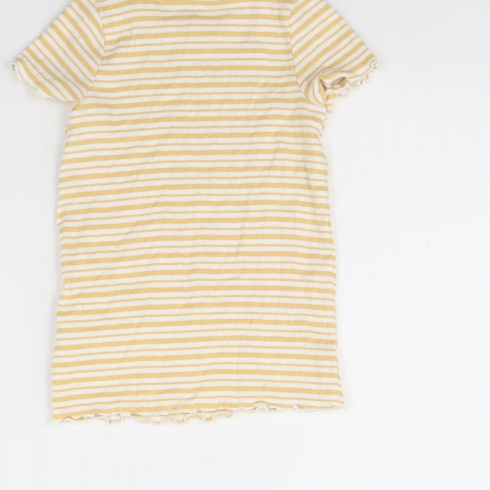 Nutmeg Girls Yellow Striped T-Shirt Dress Size 4 Years