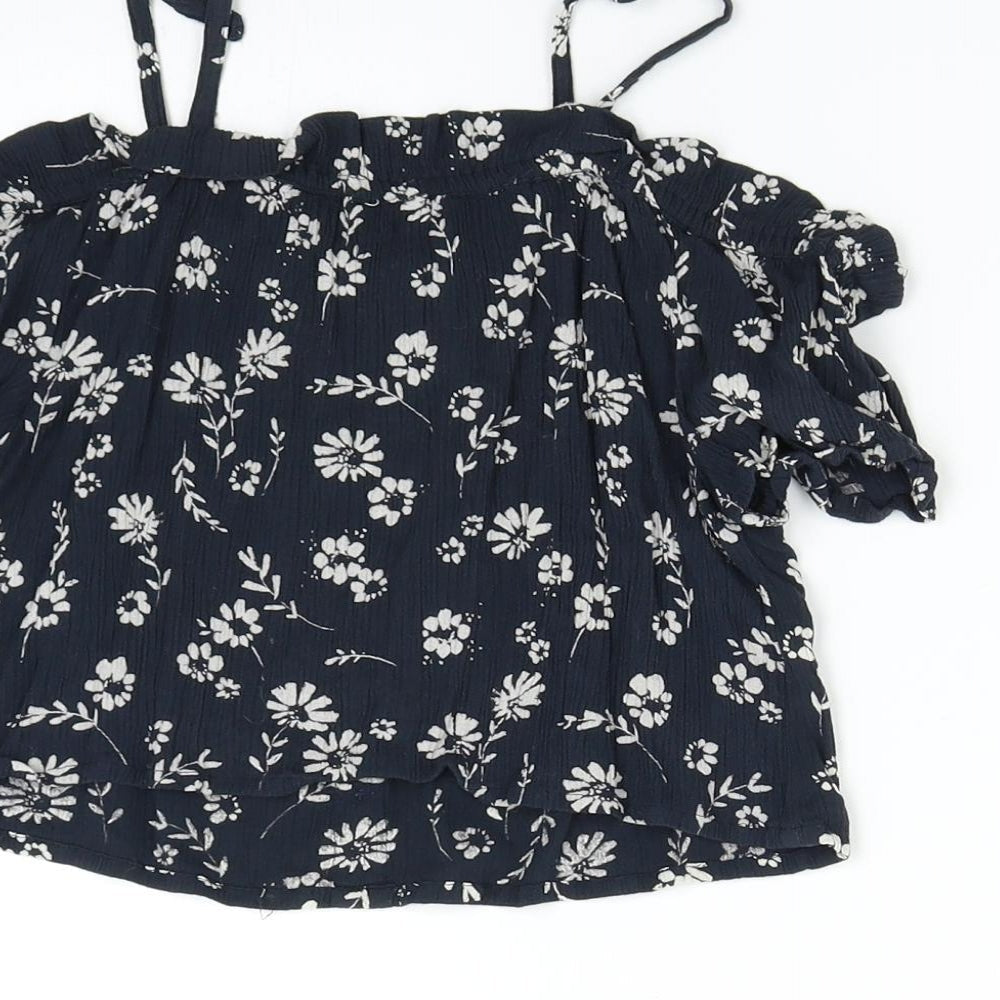 NEXT Girls Blue Floral Basic Blouse Size 8 Years