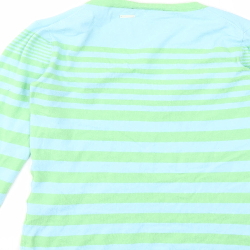 RIVER WOODS Womens Multicoloured Striped Basic T-Shirt Size M