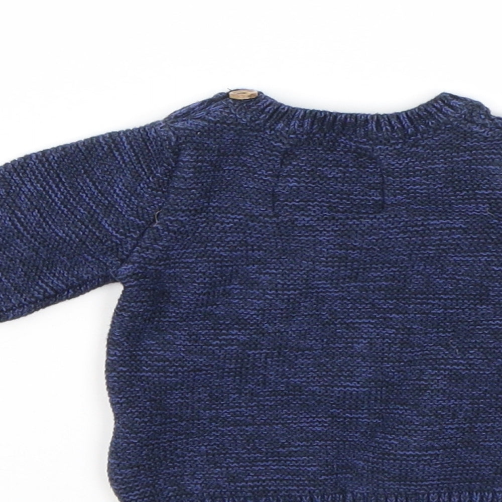 F&F Boys Blue Houndstooth Pullover Jumper Size 0-3 Months