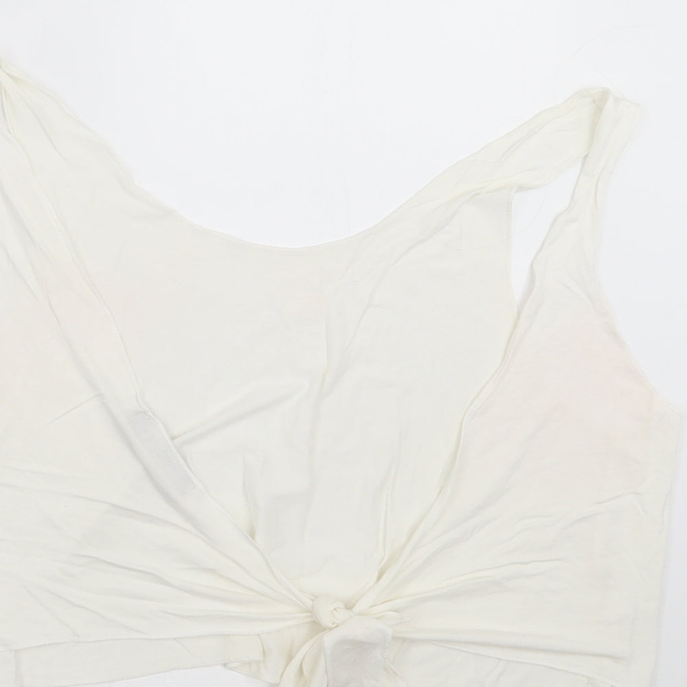 Missguided Womens White Cropped Blouse Size 8 - tie back