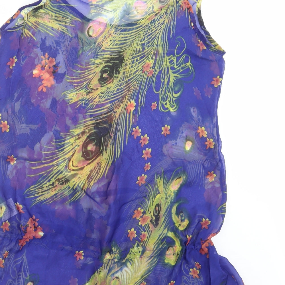 Tokiyo Womens Blue Floral Basic Blouse Size 10