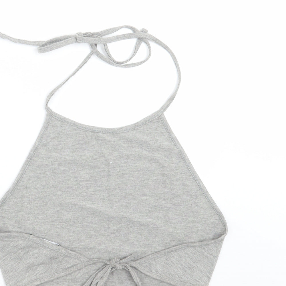 Missguided Womens Grey Cropped T-Shirt Size 10