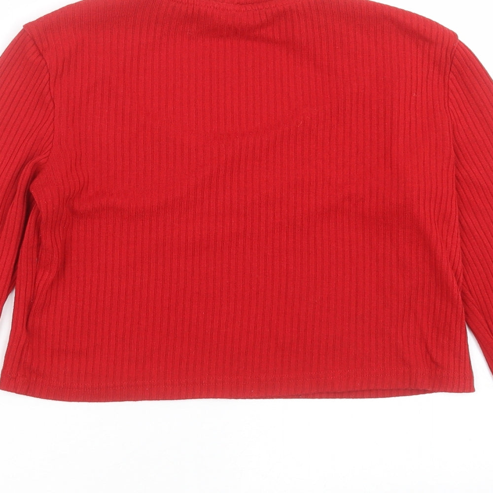 Divided by H&M Womens Red Striped Pullover Jumper Size M - Choker style neck