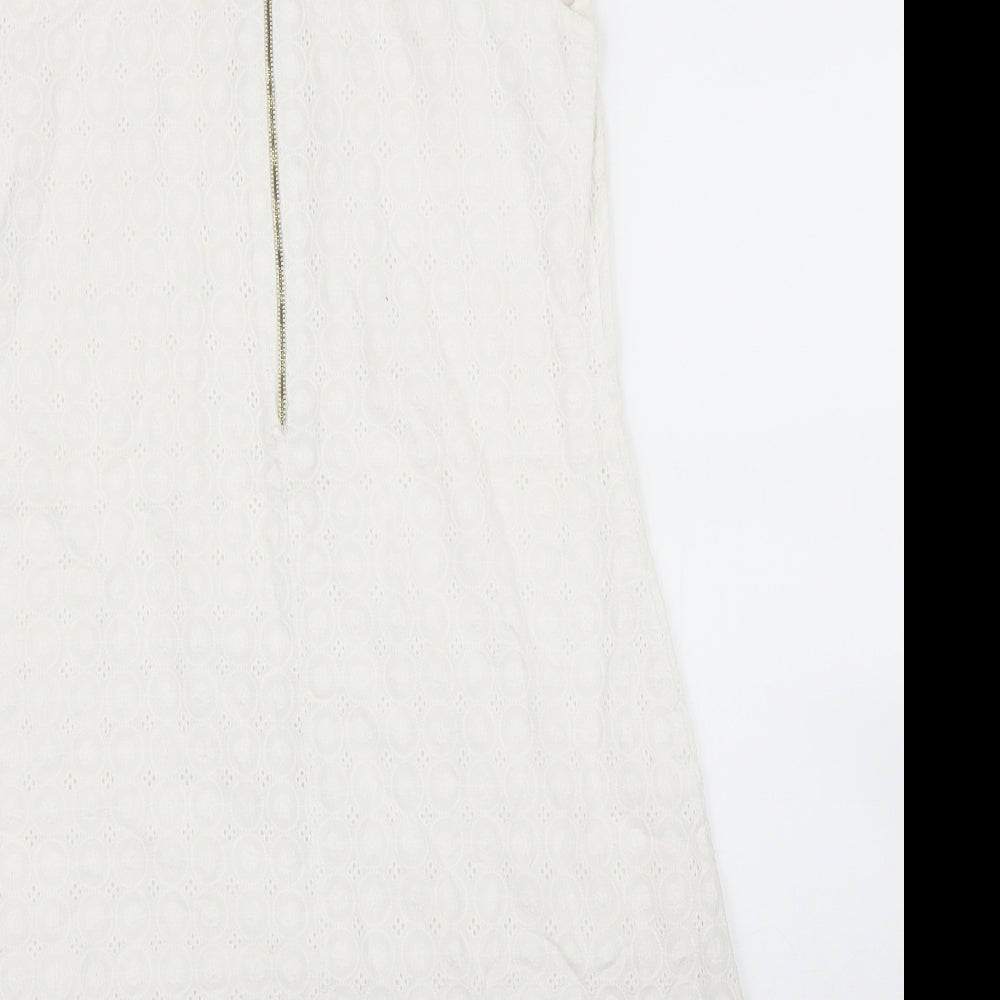 Okeysi Womens White Floral Shift Size S