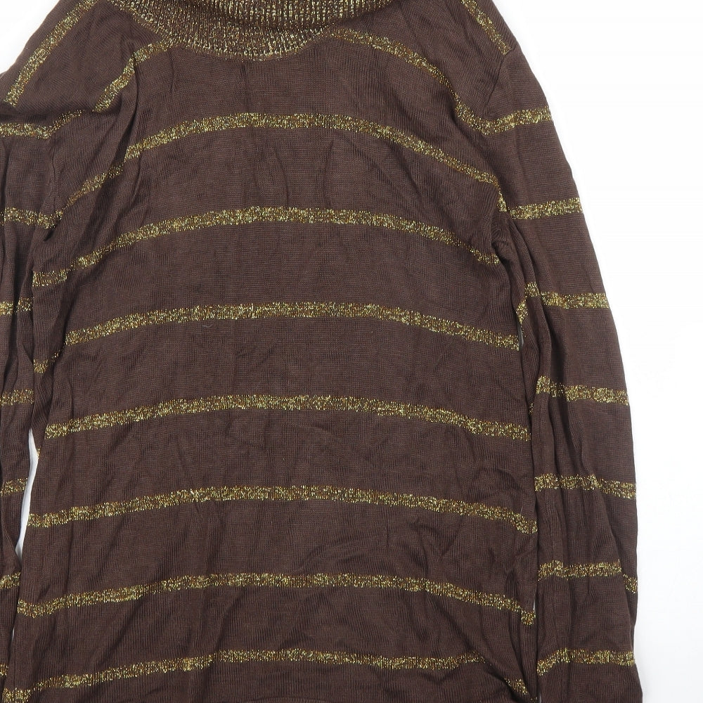 Preworn Womens Brown Striped Pullover Jumper Size S