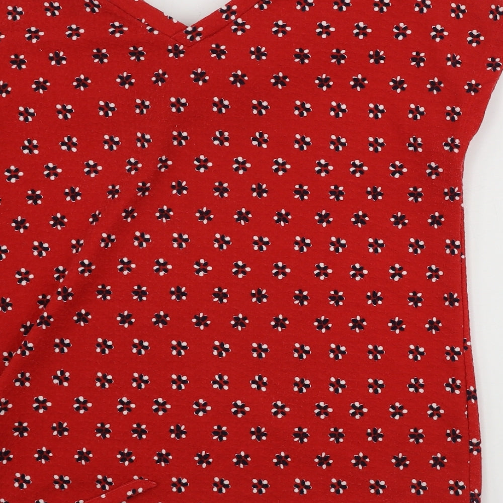 Marks & Spencer Womens Red Floral Basic T-Shirt Size 6