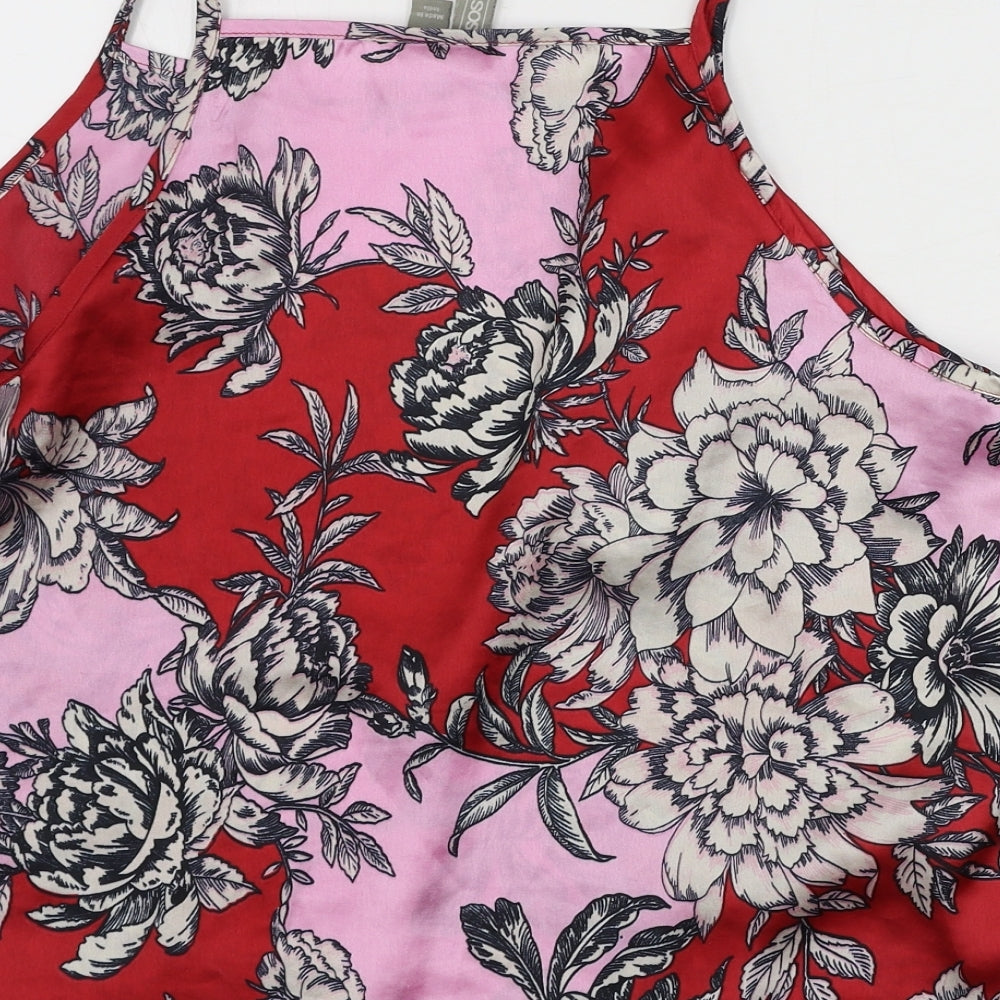 ASOS Womens Red Floral Cropped T-Shirt Size 10