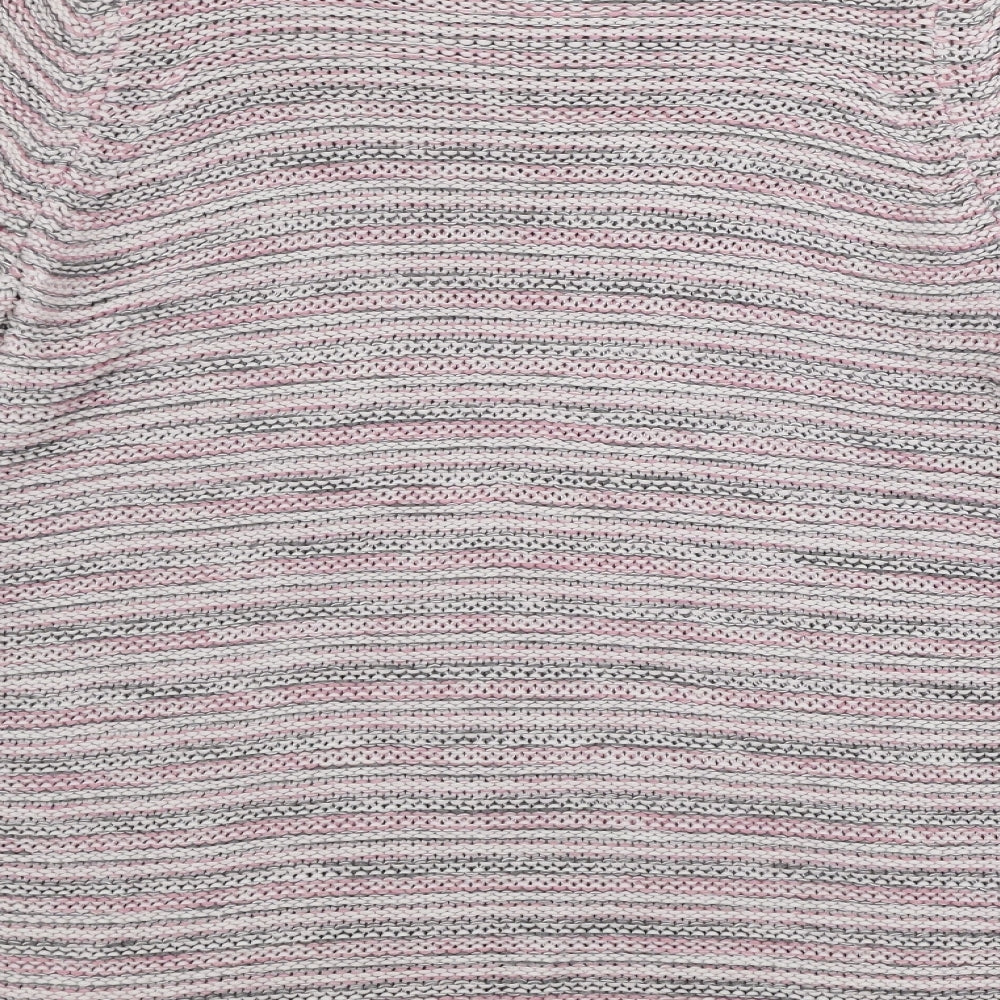 mona Womens White Striped Pullover Jumper Size 12