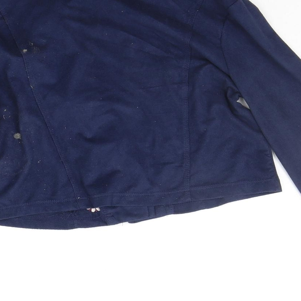Beautees Womens Blue Floral Jacket Size 8