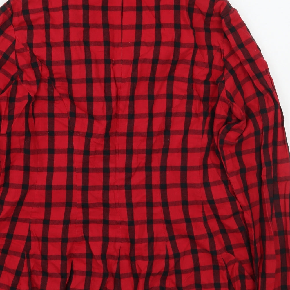Harve Benard Womens Red Check Basic Button-Up Size L