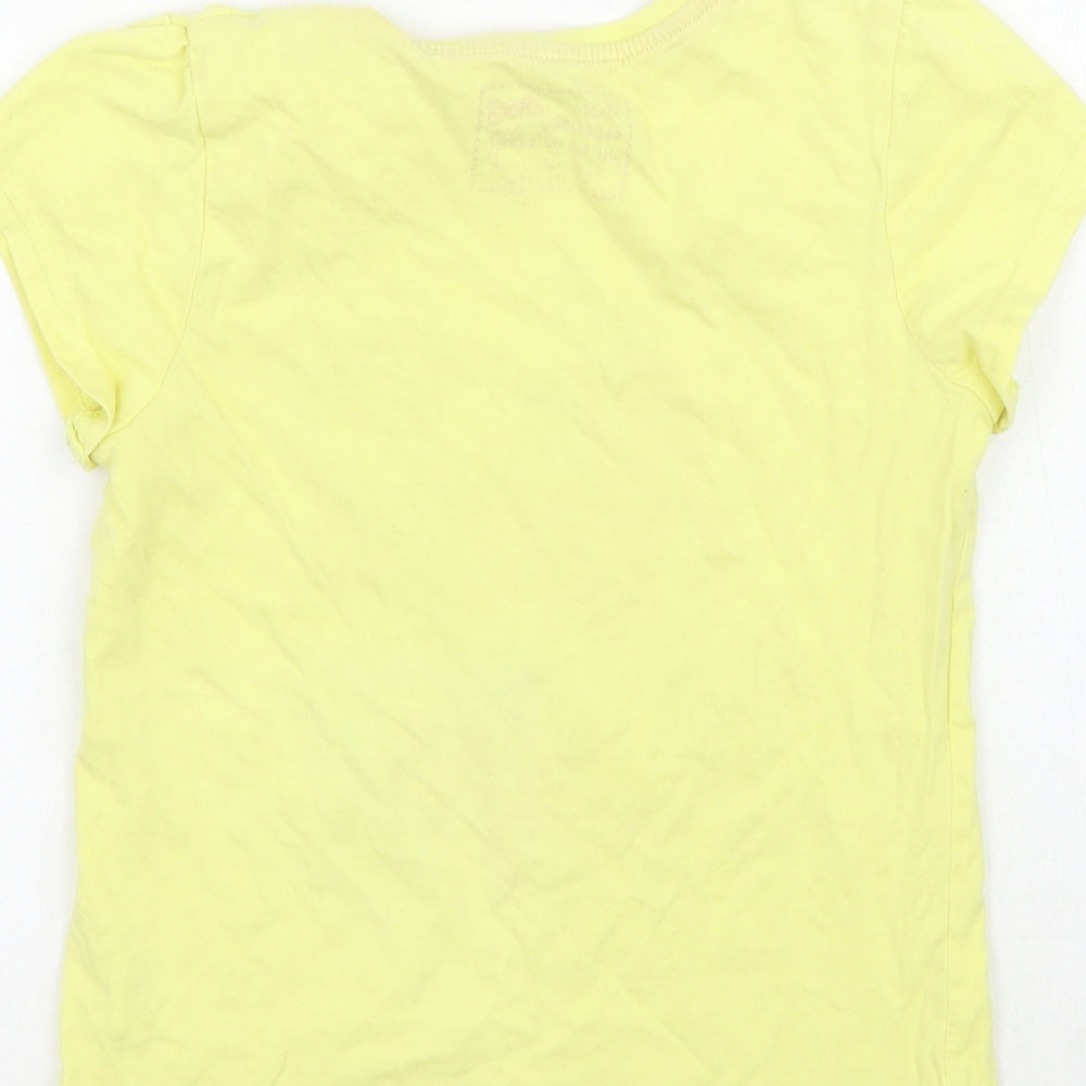 Young Dimension Girls Yellow Animal Print Basic T-Shirt Size 7-8 Years