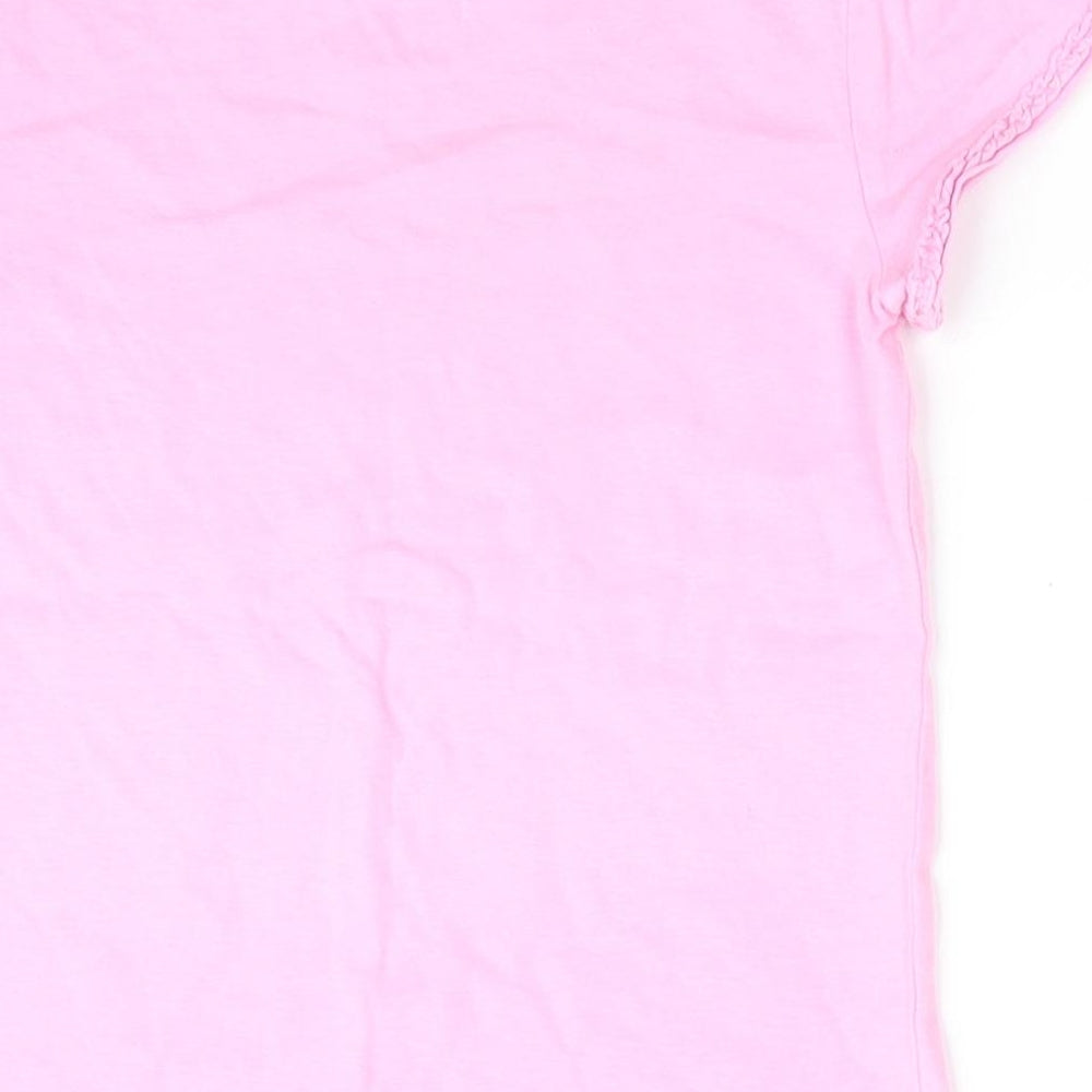 Florence and Fred Girls Pink Basic T-Shirt Size 4-5 Years - Rouched trim to sleeves