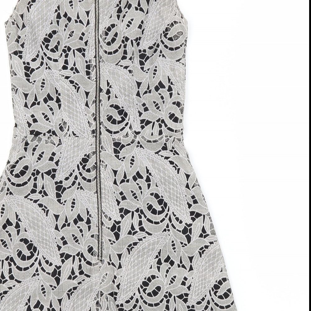 H&M Womens Grey Floral A-Line Size 6