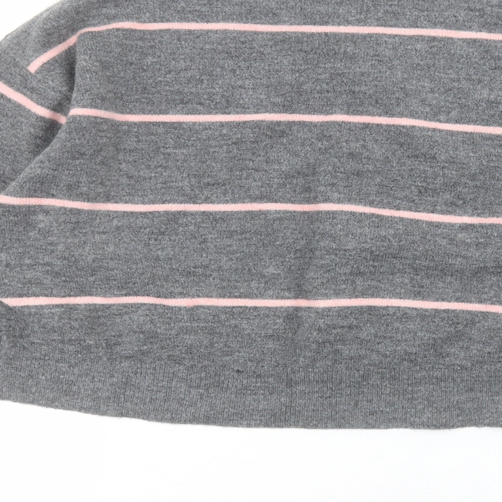 H&M Womens Grey Striped Pullover Jumper Size S