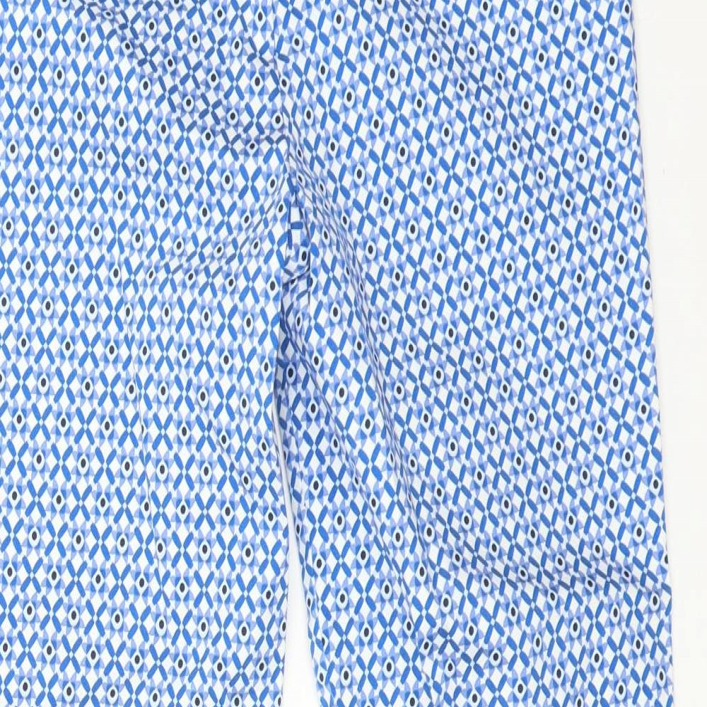 Marks & Spencer Womens Blue Geometric Trousers Size 8 L26 in