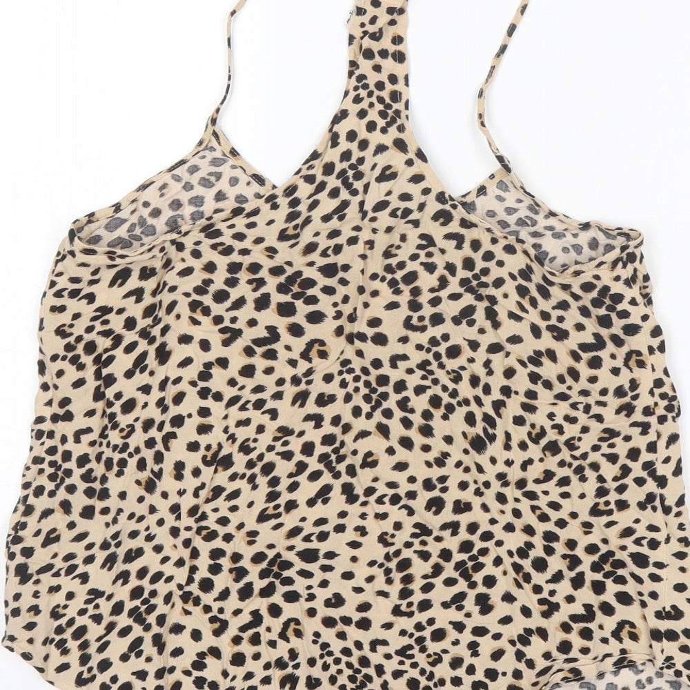 H&M Womens Multicoloured Animal Print Basic Tank Size 6