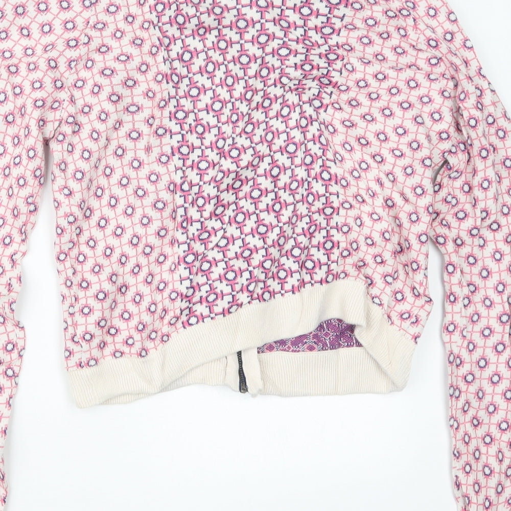 Topshop Womens Pink Geometric Knit Jacket Size 8