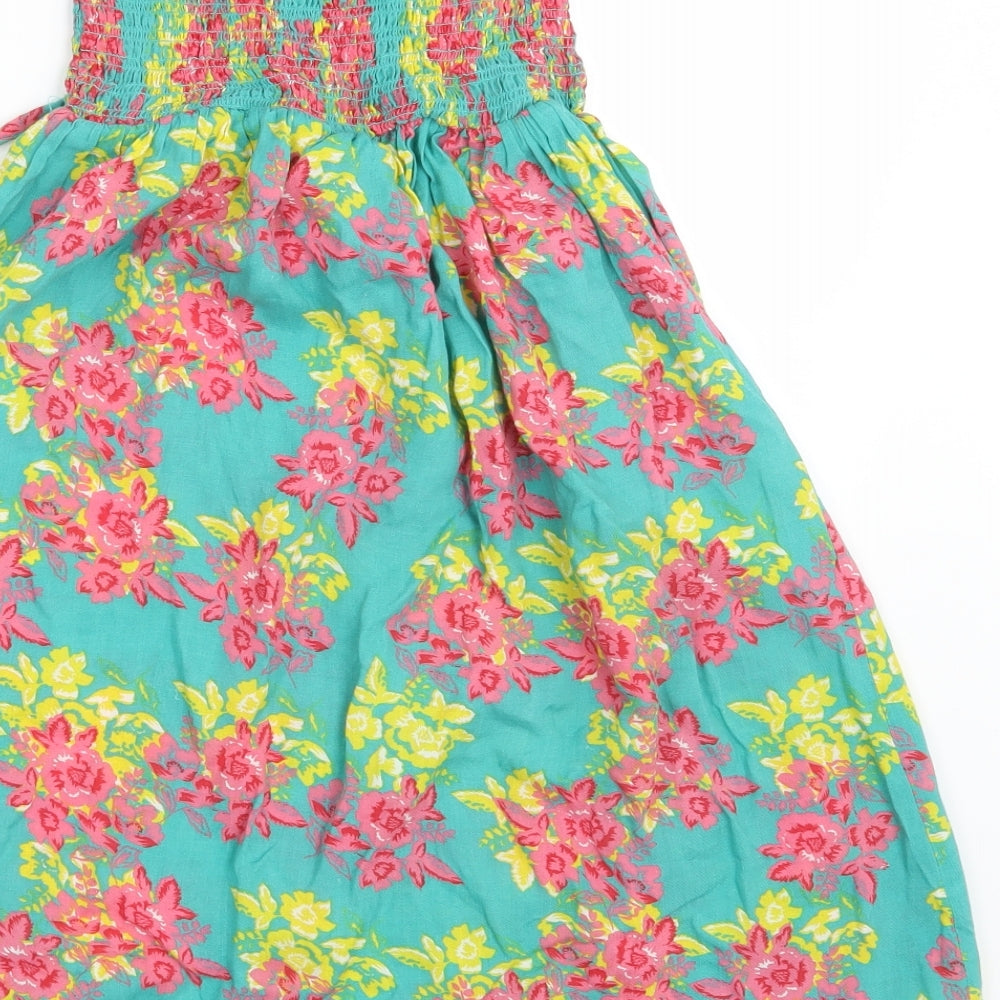 Peacocks Girls Green Floral A-Line Size S