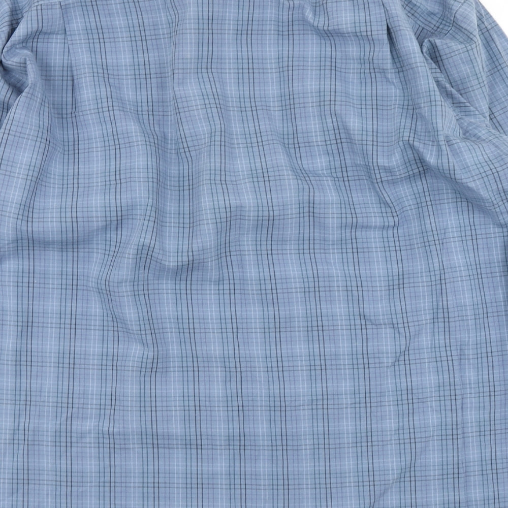 Slates Mens Blue Plaid Button-Up Size L