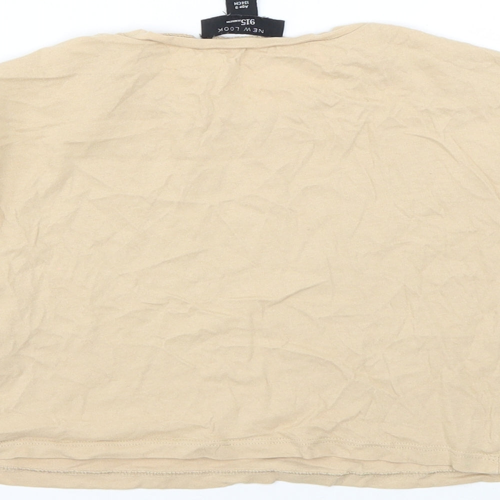 New Look Girls Beige Basic T-Shirt Size 9 Years
