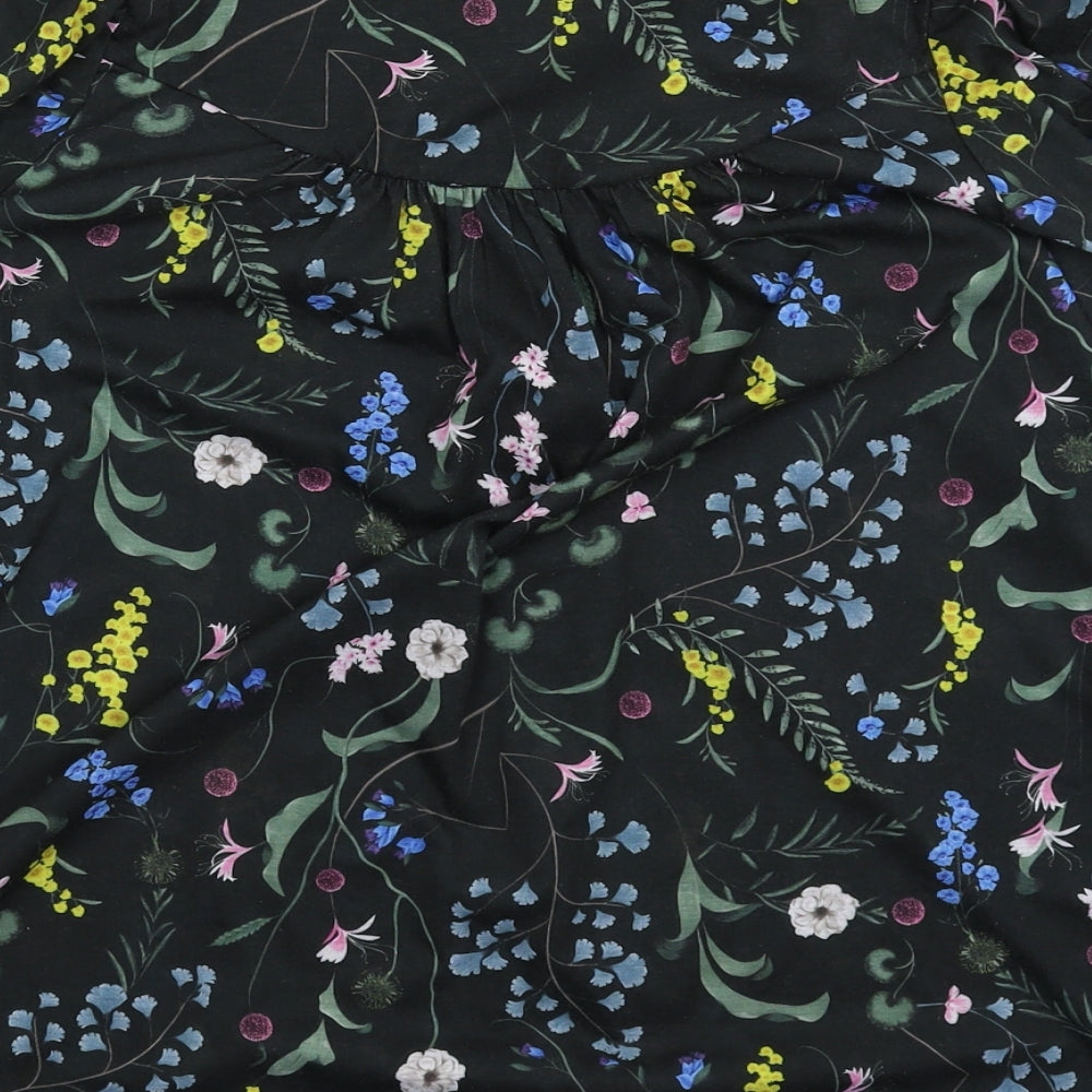 H&M Womens Black Floral Basic Blouse Size S