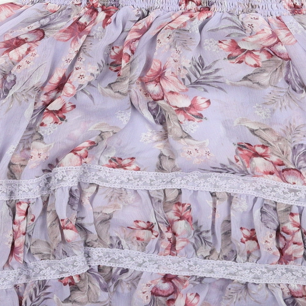 New Look Womens Purple Floral Basic Blouse Size 12