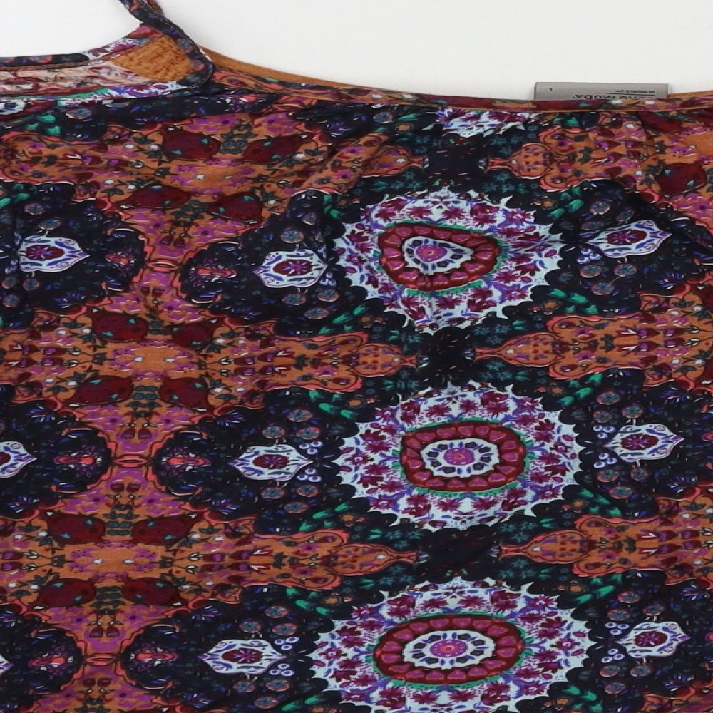 VERO MODA Womens Multicoloured Geometric Jersey Basic Blouse Size L