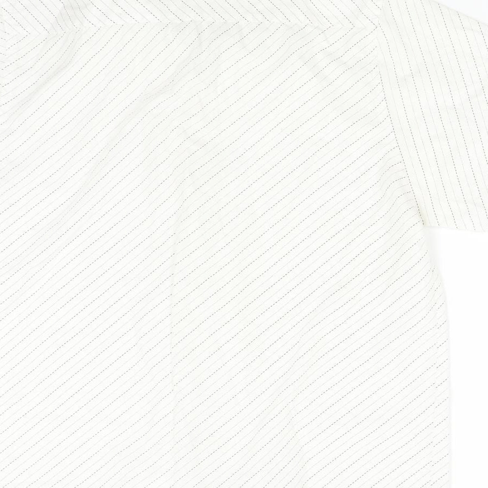 Cutting Edge Womens Ivory Striped Basic Button-Up Size M
