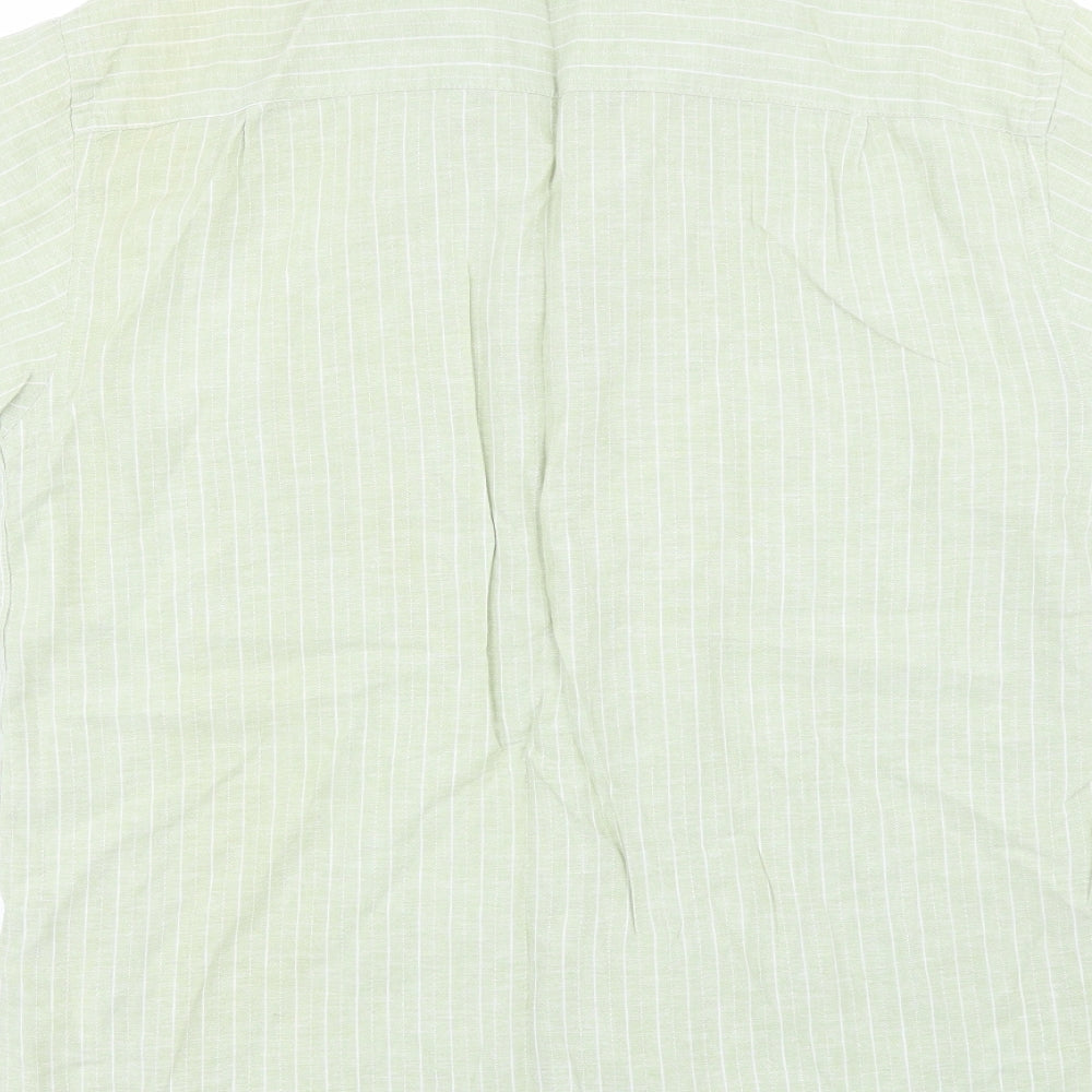 New Roads Mens Green Striped Button-Up Size L
