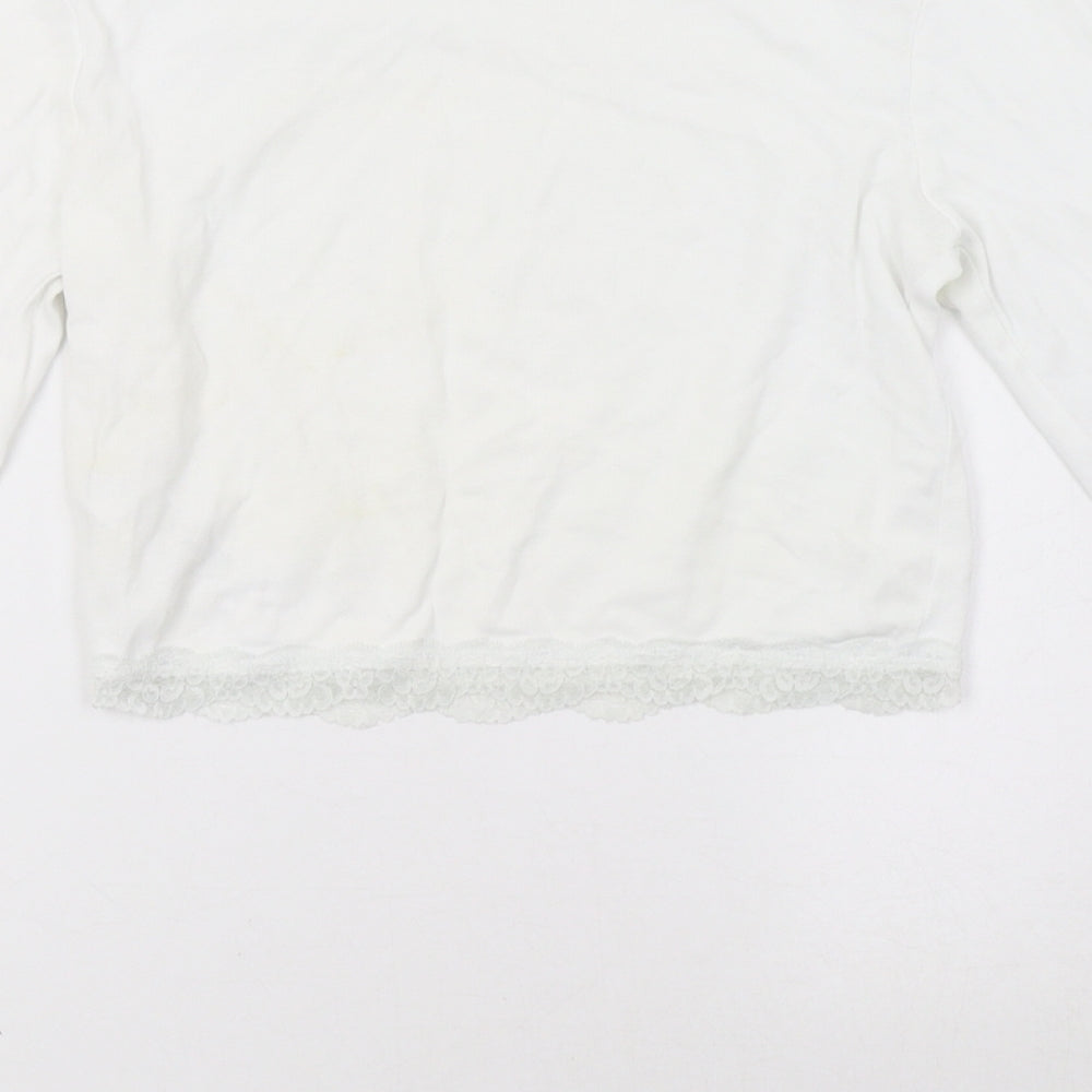 Topshop Womens White Pullover Sweatshirt Size 10