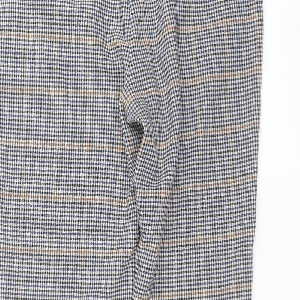 Marks and Spencer Womens Blue Check Trousers Size 10 L25 in